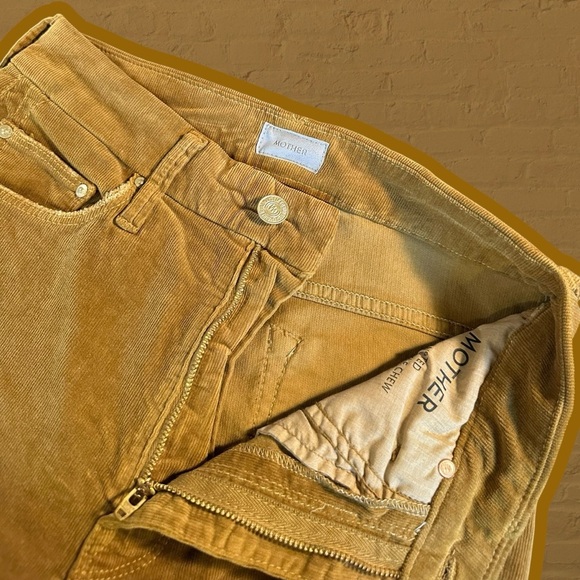 MOTHER Denim ‘High Waisted Looker Ankle Chew’ Corduroy Pant in “Okra” Size 24 - Picture 7 of 16
